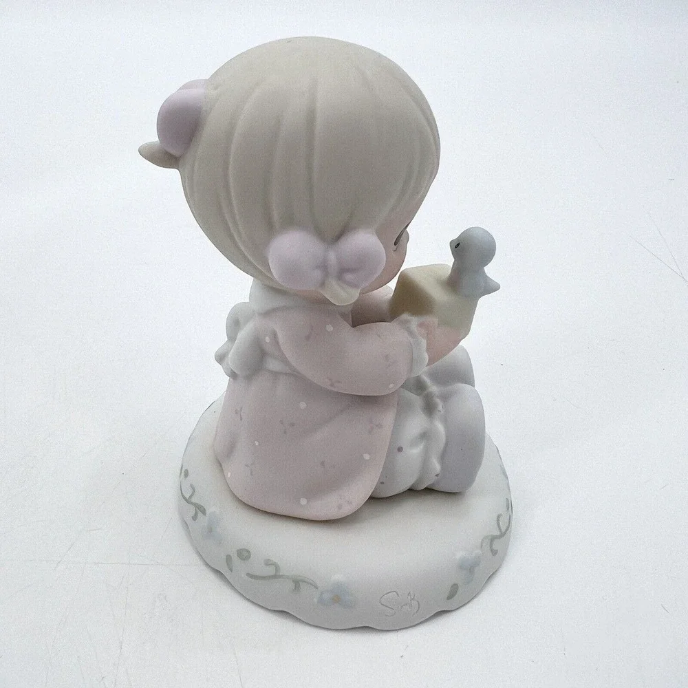 1994 Precious Moments Growing In Grace Age 2 Figurine Girl With Bird